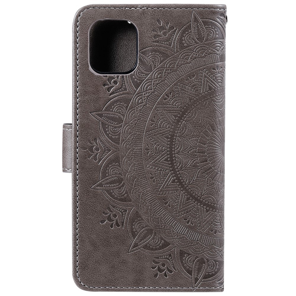 Imprinted Mandala Flower Wallet Leather Case with Strap for Xiaomi Mi 11