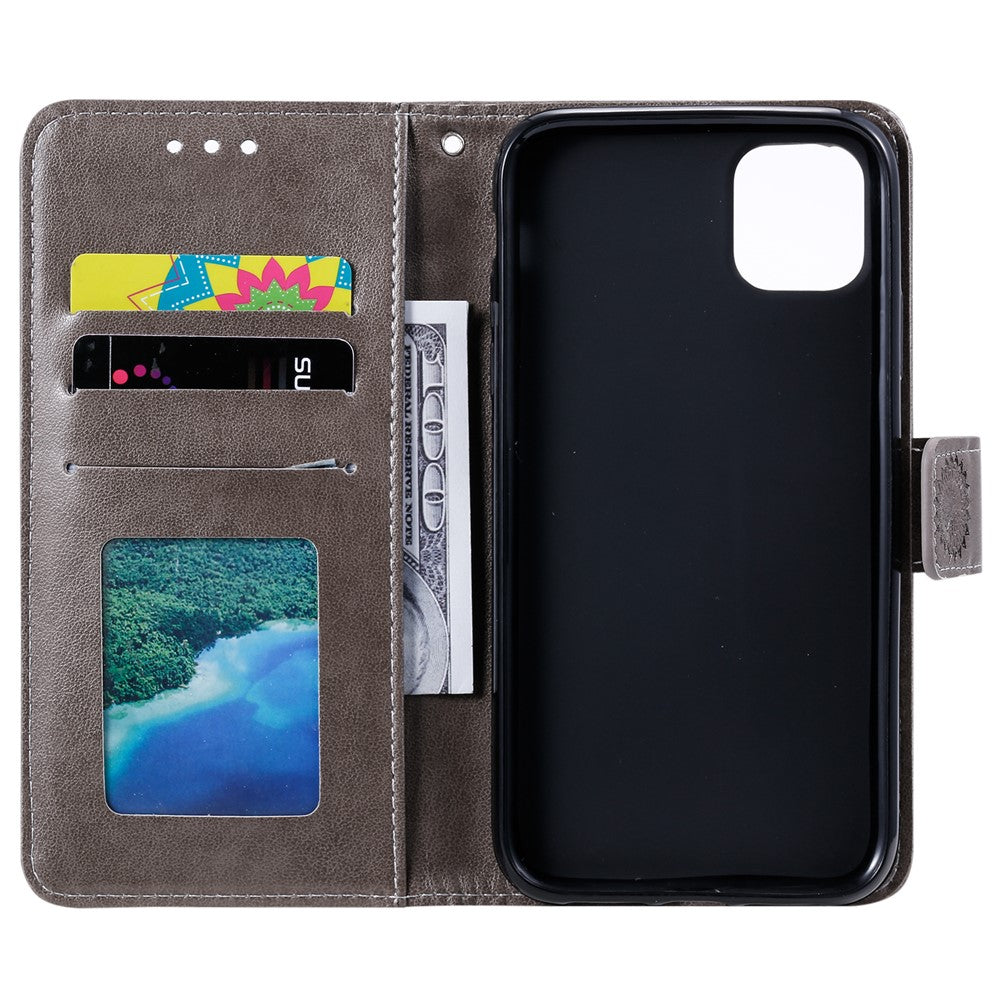 Imprinted Mandala Flower Wallet Leather Case with Strap for Xiaomi Mi 11