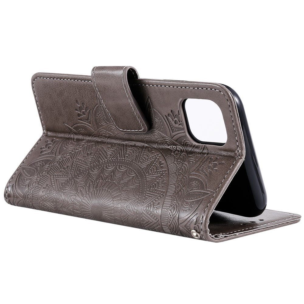 Imprinted Mandala Flower Wallet Leather Case with Strap for Xiaomi Mi 11