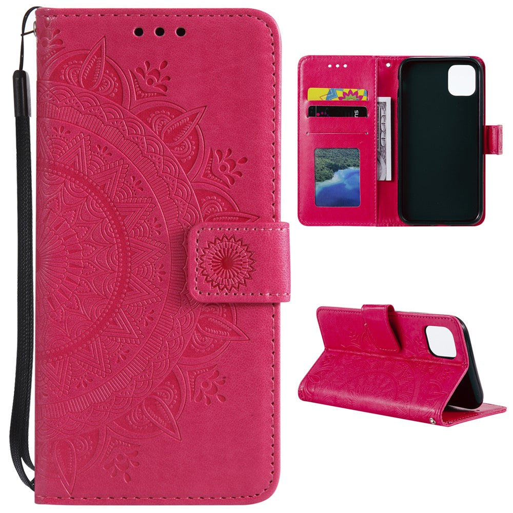 Imprinted Mandala Flower Wallet Leather Case with Strap for Xiaomi Mi 11