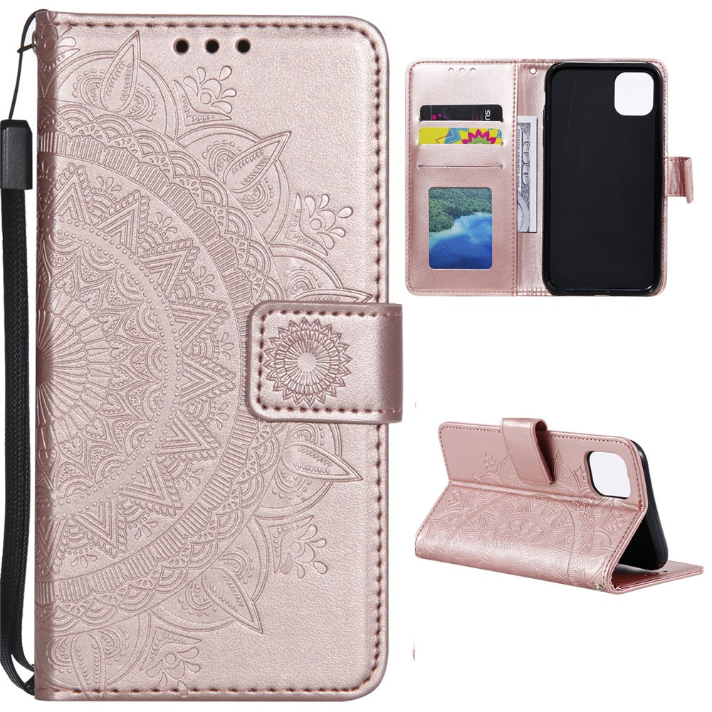 Imprinted Mandala Flower Wallet Leather Case with Strap for Xiaomi Mi 11