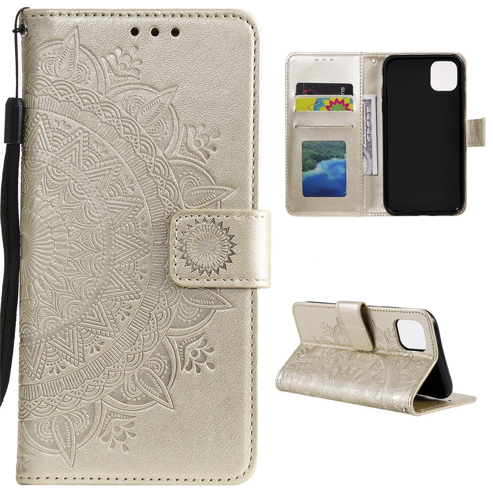 Imprinted Mandala Flower Wallet Leather Case with Strap for Xiaomi Mi 11