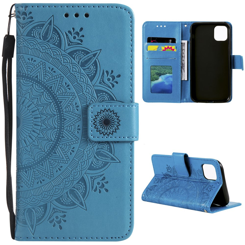 Imprinted Mandala Flower Wallet Leather Case with Strap for Xiaomi Mi 11