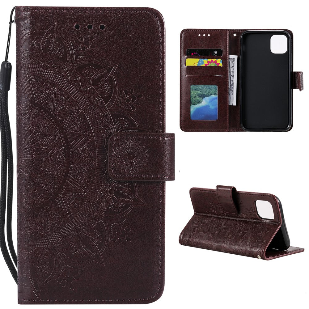 Imprinted Mandala Flower Wallet Leather Case with Strap for Xiaomi Mi 11