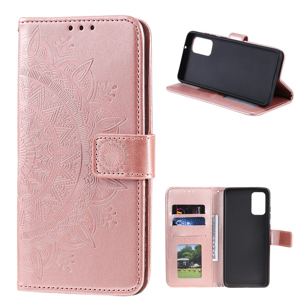 Imprinted Mandala Flower Wallet Leather Case with Strap for Xiaomi Poco M3