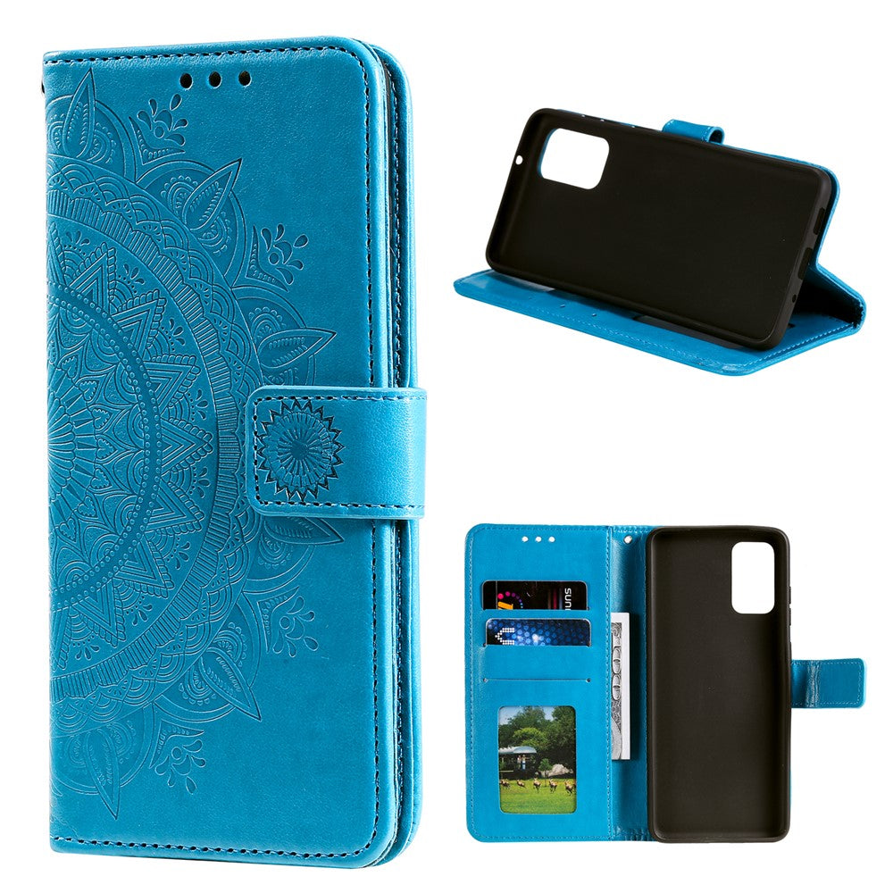 Imprinted Mandala Flower Wallet Leather Case with Strap for Xiaomi Poco M3