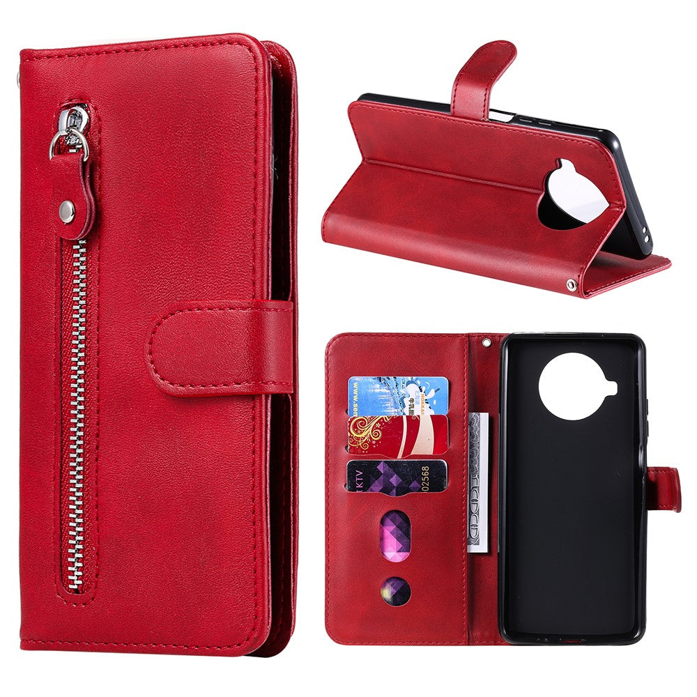 Zipper Pocket Wallet Cover Leather Stand Case for Xiaomi Mi 10T Lite 5G/10i 5G/Redmi Note 9 Pro 5G