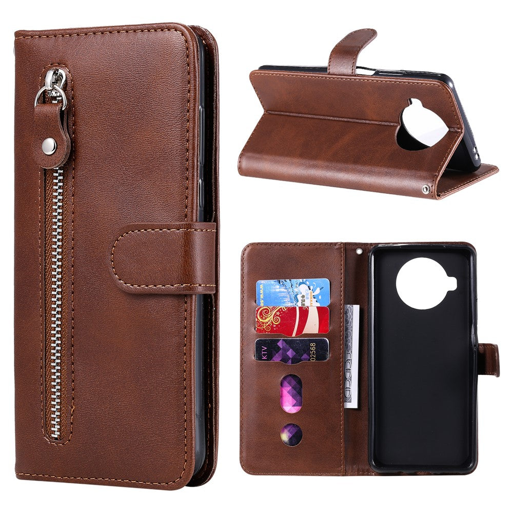 Zipper Pocket Wallet Cover Leather Stand Case for Xiaomi Mi 10T Lite 5G/10i 5G/Redmi Note 9 Pro 5G