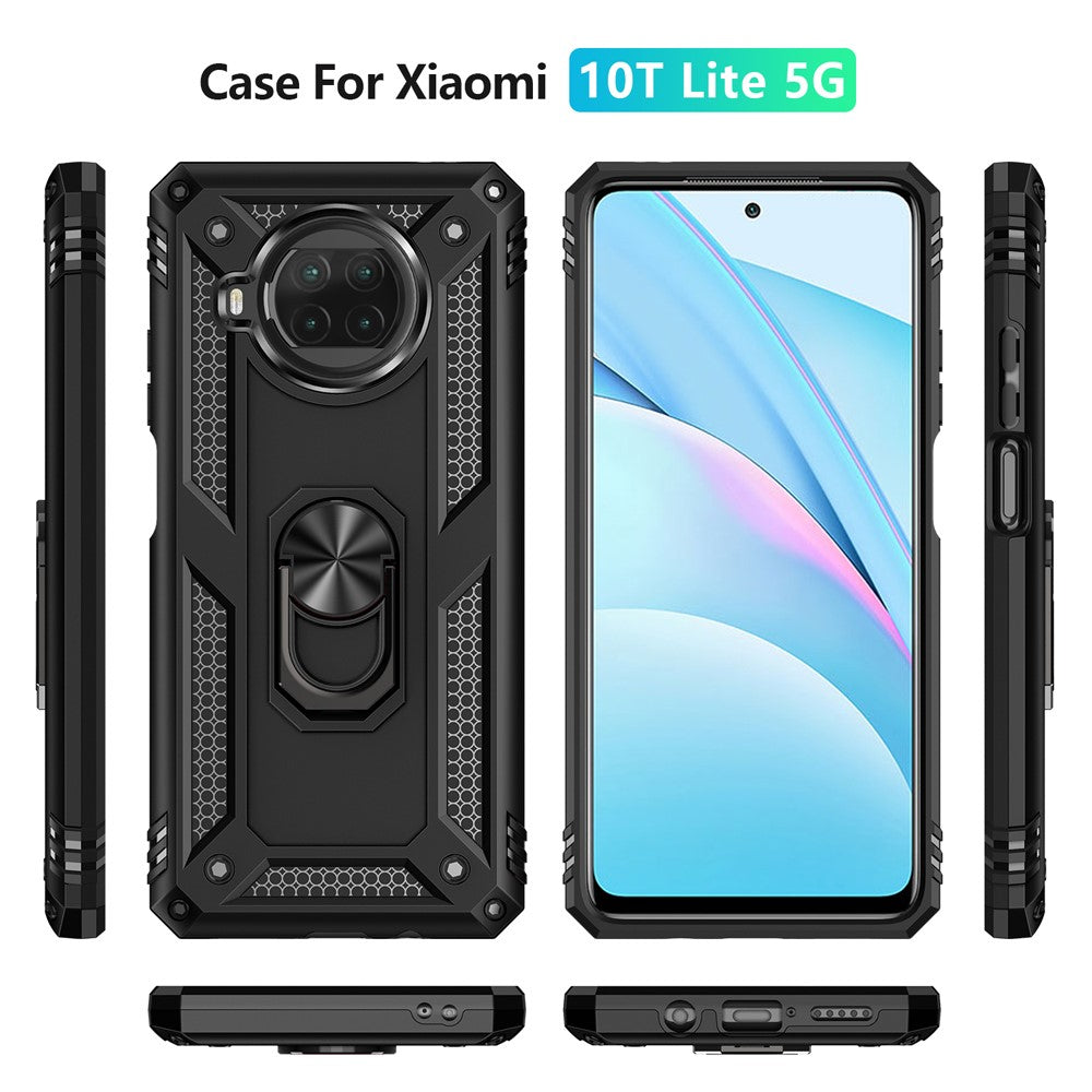 Anti-drop PC + TPU Hybrid Phone Shell with Ring Kickstand for Xiaomi Mi 10T Lite 5G/Redmi Note 9 Pro 5G/Mi 10i 5G