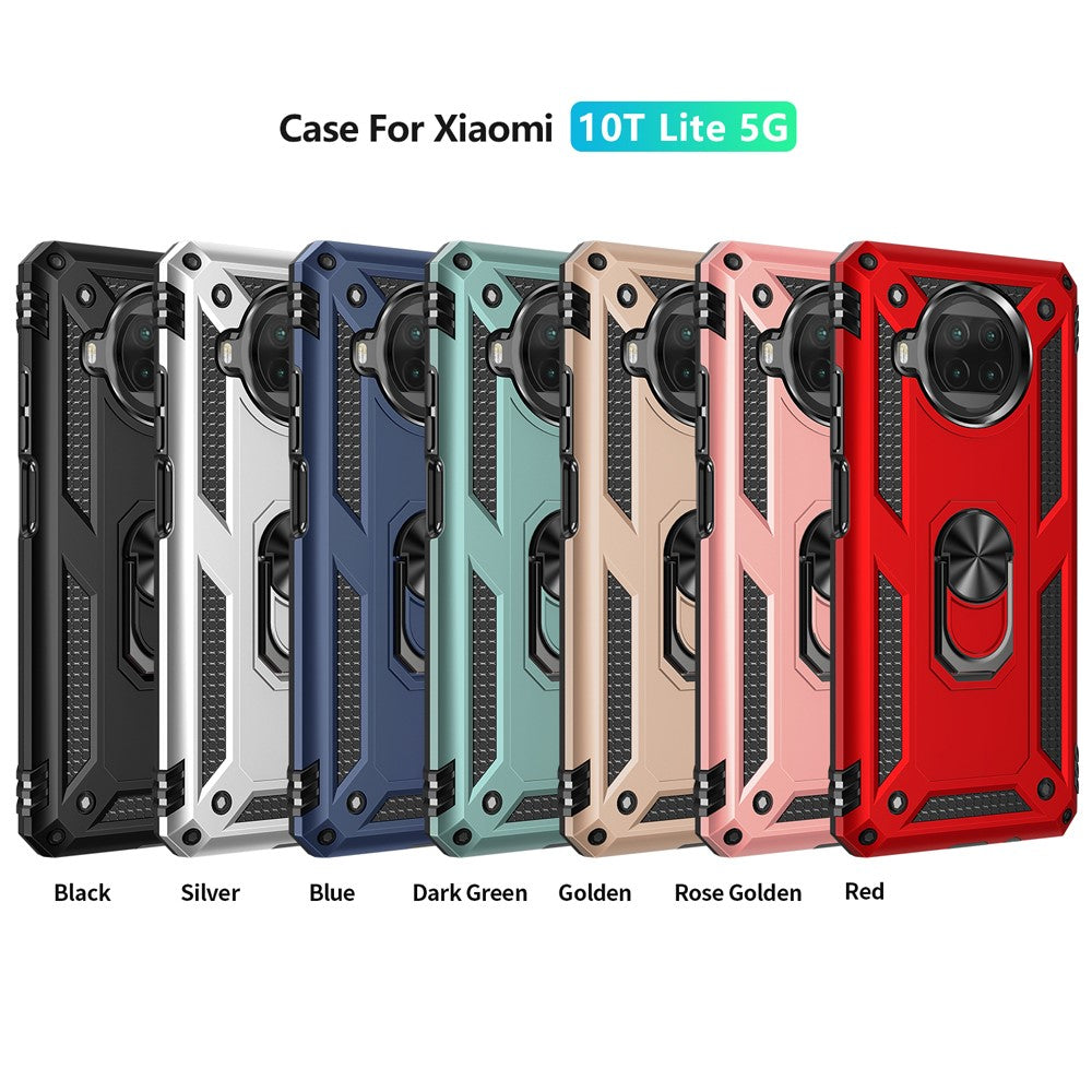 Anti-drop PC + TPU Hybrid Phone Shell with Ring Kickstand for Xiaomi Mi 10T Lite 5G/Redmi Note 9 Pro 5G/Mi 10i 5G