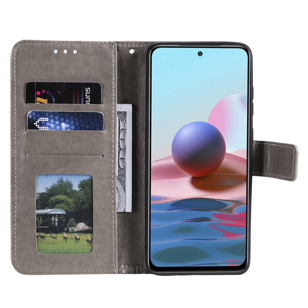 Imprinted Mandala Flower Wallet Leather Case with Strap for Xiaomi Poco M5s 4G / Redmi Note 10 4G / Note 10S 4G