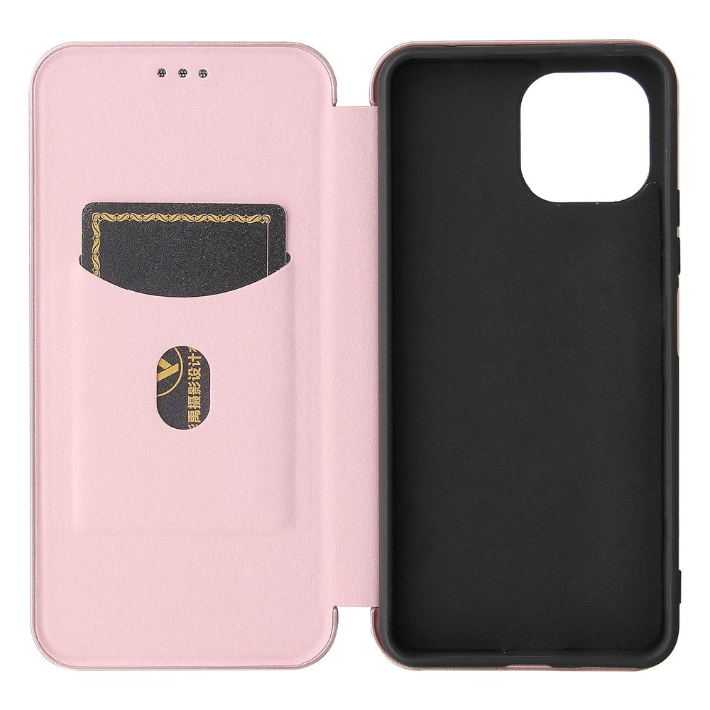 For Xiaomi Mi 11 Lite 4G/5G / 11 Lite 5G NE Carbon Fiber Texture Magnetic Auto-absorbed Leather Stand Phone Shell Case with Card Slot