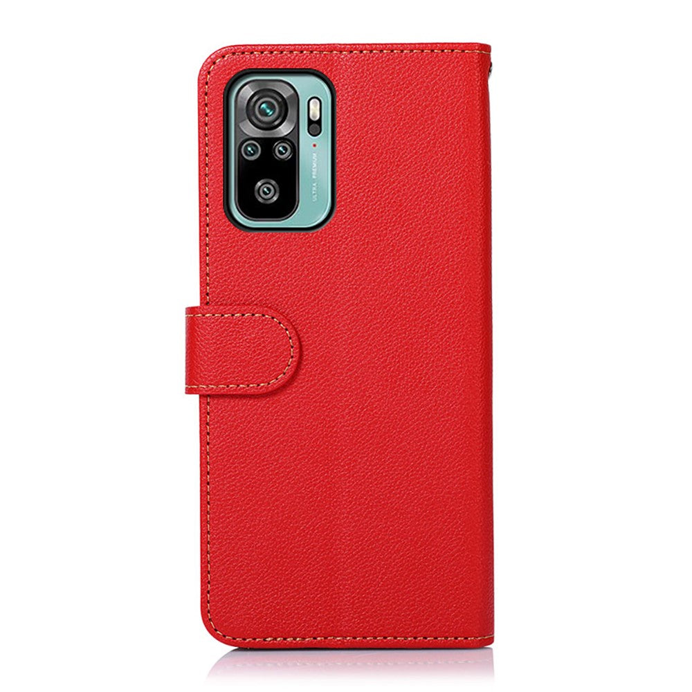 KHAZNEH for Xiaomi Redmi Note 10 4G / Redmi Note 10S 4G / Poco M5s 4G Litchi Skin Design RFID Anti-theft Swiping Function Leather Phone Case Cover
