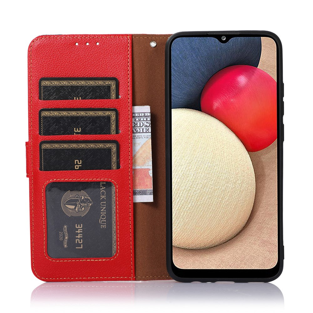 KHAZNEH for Xiaomi Redmi Note 10 4G / Redmi Note 10S 4G / Poco M5s 4G Litchi Skin Design RFID Anti-theft Swiping Function Leather Phone Case Cover