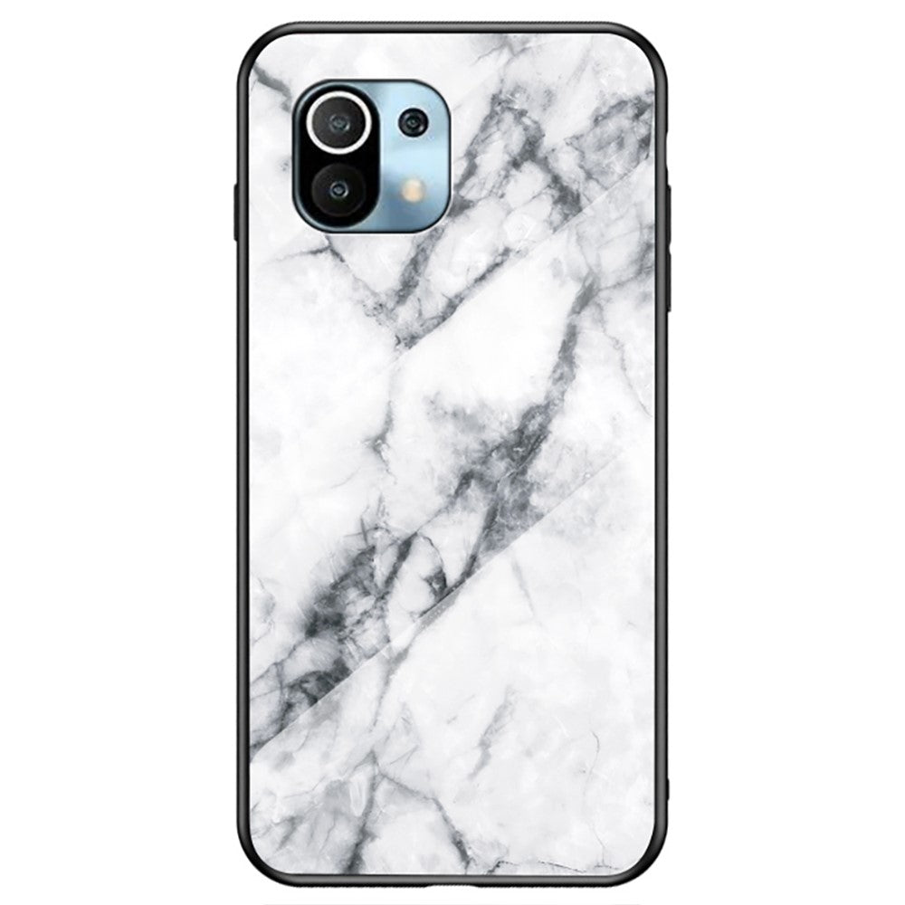 Well-Protected Anti-Scratch Marbling Pattern Design Tempered Glass Cell Phone Cover for Xiaomi Mi 11 Lite 4G / 5G / 11 Lite 5G NE