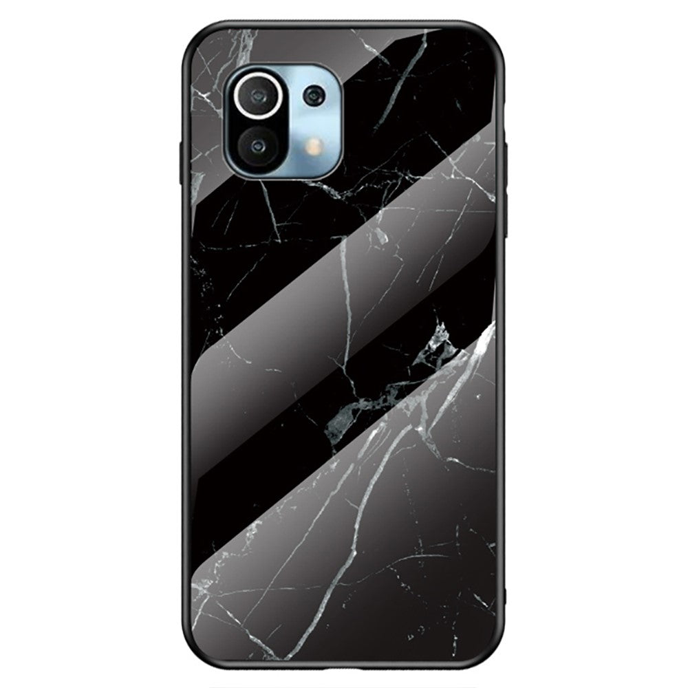 Well-Protected Anti-Scratch Marbling Pattern Design Tempered Glass Cell Phone Cover for Xiaomi Mi 11 Lite 4G / 5G / 11 Lite 5G NE