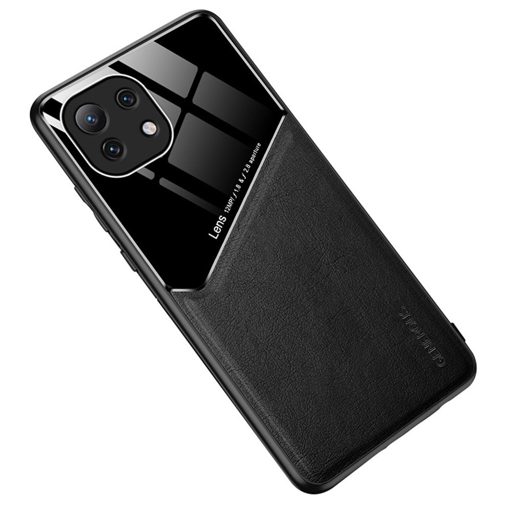 Leather Coated Hybrid Case Precise Cut-Out Cover with Built-in Magnetic Metal Sheet Design for Xiaomi Mi 11 Lite 4G / 5G / 11 Lite 5G NE