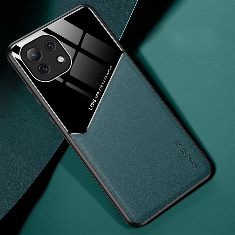 Leather Coated Hybrid Case Precise Cut-Out Cover with Built-in Magnetic Metal Sheet Design for Xiaomi Mi 11 Lite 4G / 5G / 11 Lite 5G NE