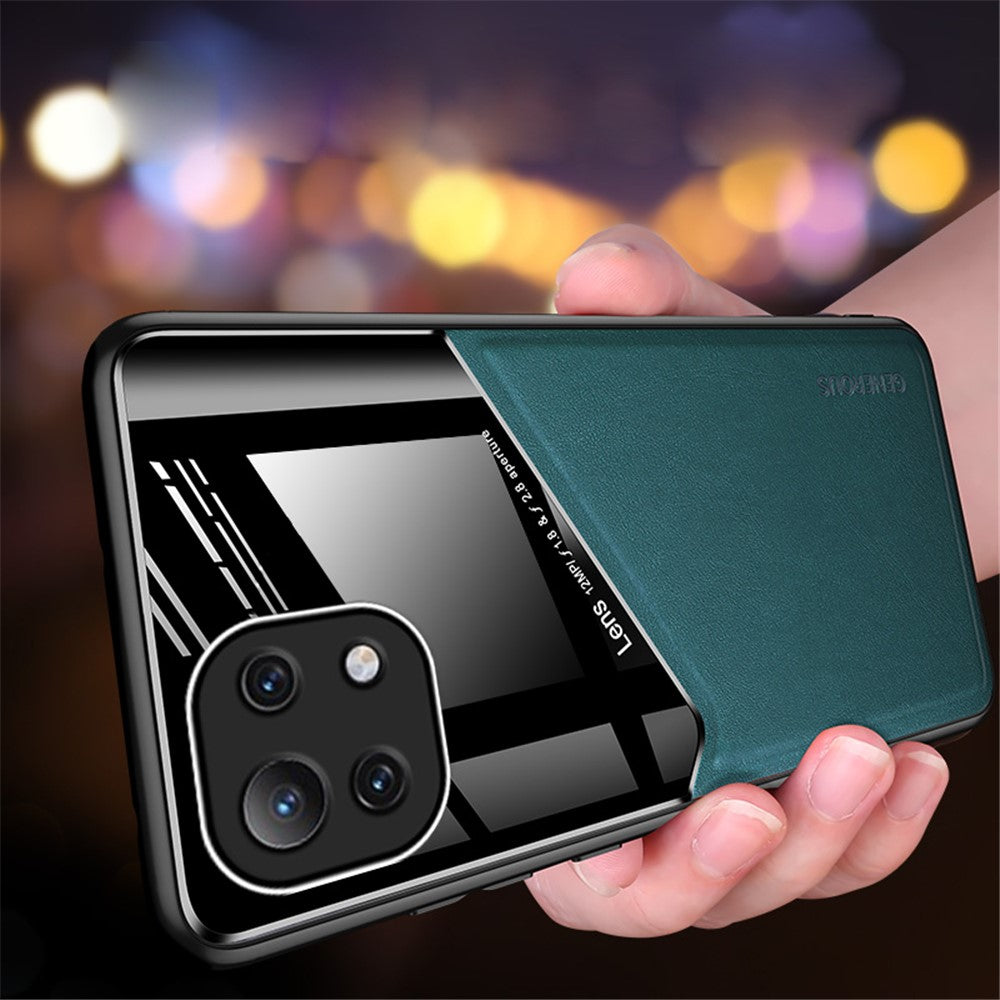 Leather Coated Hybrid Case Precise Cut-Out Cover with Built-in Magnetic Metal Sheet Design for Xiaomi Mi 11 Lite 4G / 5G / 11 Lite 5G NE