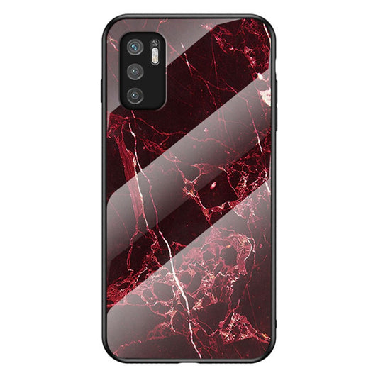 Anti-Scratch Marbling Pattern Design Well-Protected Tempered Glass Cell Phone Cover for Xiaomi Redmi Note 10 5G/Poco M3 Pro 4G/Poco M3 Pro 5G