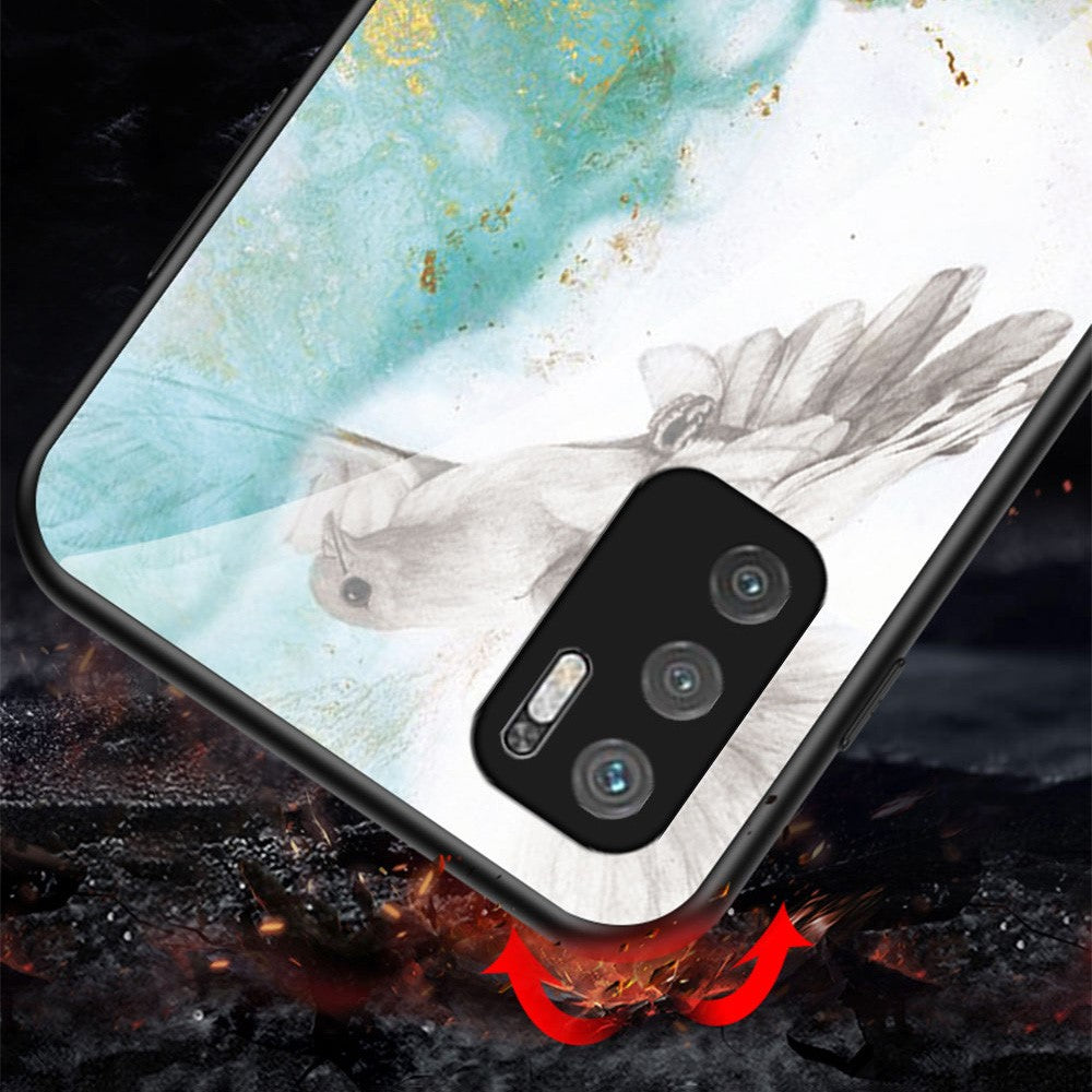 Anti-Scratch Marbling Pattern Design Well-Protected Tempered Glass Cell Phone Cover for Xiaomi Redmi Note 10 5G/Poco M3 Pro 4G/Poco M3 Pro 5G