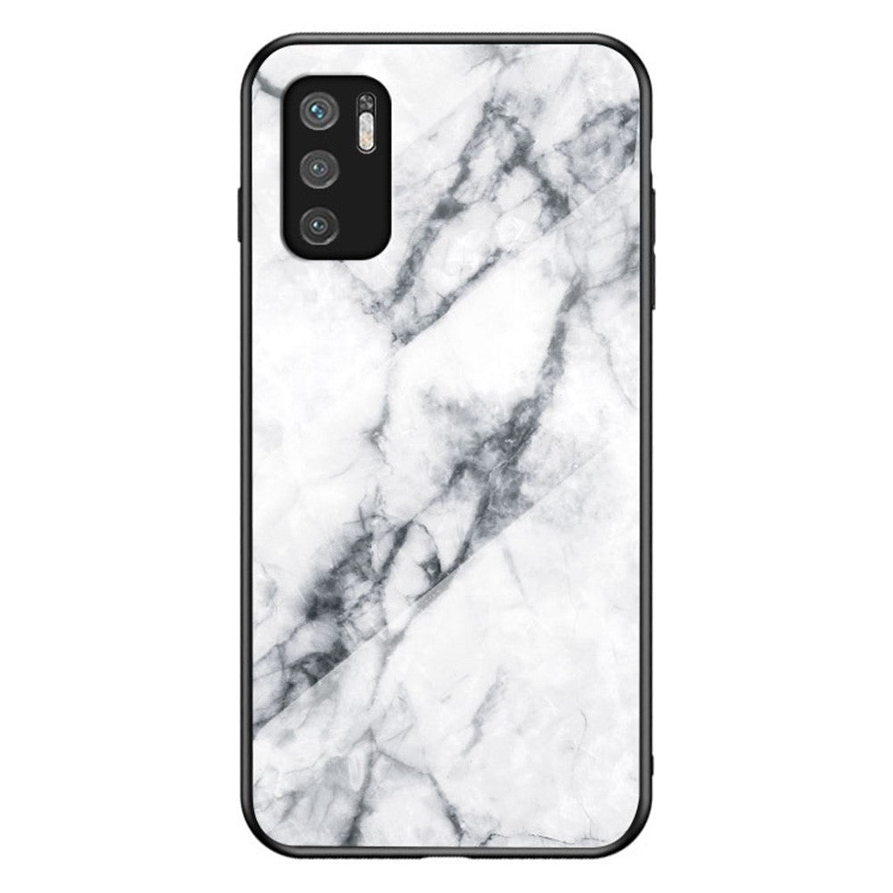 Anti-Scratch Marbling Pattern Design Well-Protected Tempered Glass Cell Phone Cover for Xiaomi Redmi Note 10 5G/Poco M3 Pro 4G/Poco M3 Pro 5G