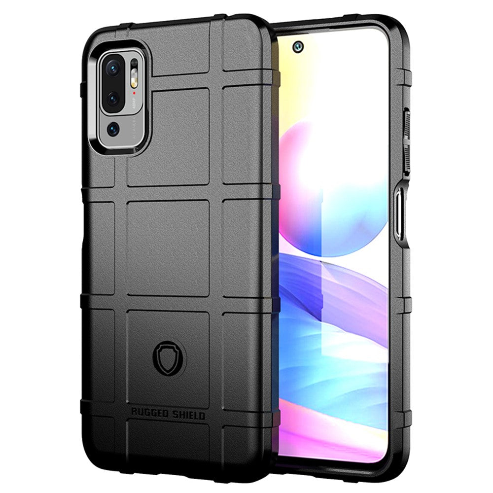 Shock-proof Rugged Square Grid Texture TPU Shell Case for Xiaomi Redmi Note 10 5G / Poco M3 Pro 5G / 4G