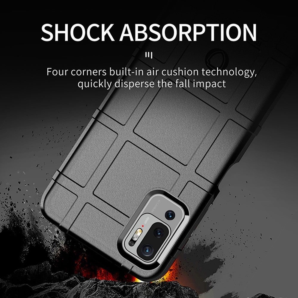 Shock-proof Rugged Square Grid Texture TPU Shell Case for Xiaomi Redmi Note 10 5G / Poco M3 Pro 5G / 4G