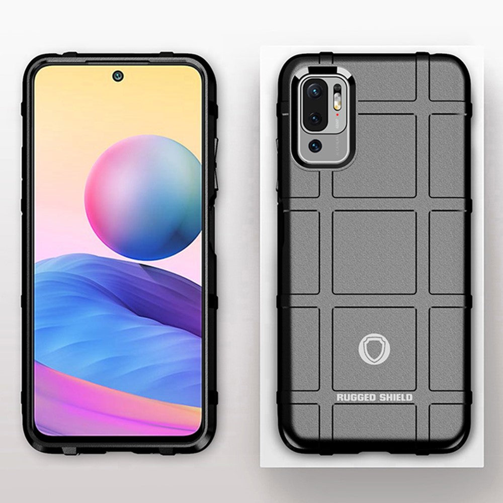 Shock-proof Rugged Square Grid Texture TPU Shell Case for Xiaomi Redmi Note 10 5G / Poco M3 Pro 5G / 4G