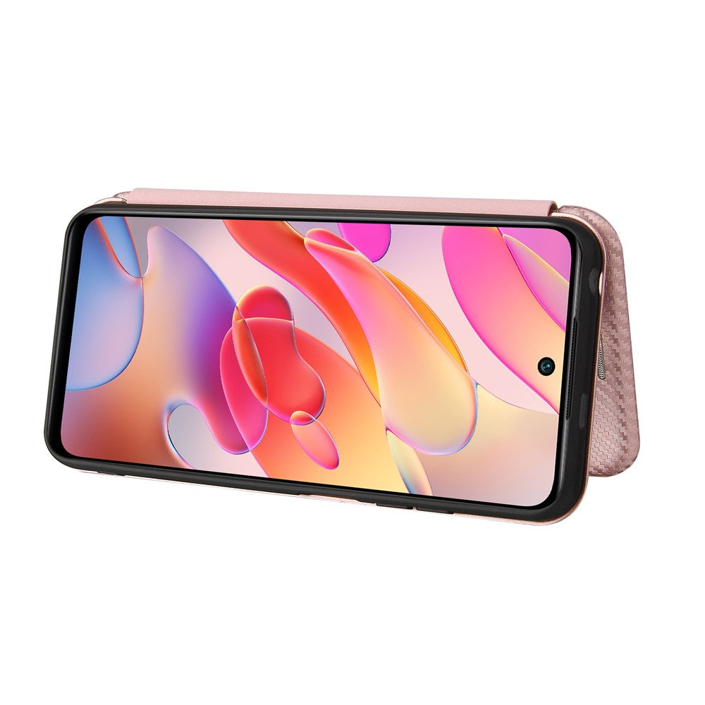 Carbon Fiber Texture Auto-absorbed Leather Case with Card Slot and Ring Strap for Xiaomi Redmi Note 10 5G/Poco M3 Pro 4G/5G