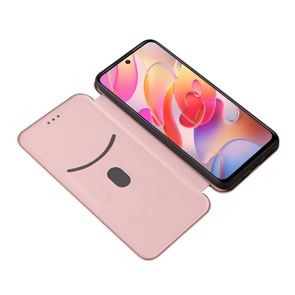 Carbon Fiber Texture Auto-absorbed Leather Case with Card Slot and Ring Strap for Xiaomi Redmi Note 10 5G/Poco M3 Pro 4G/5G