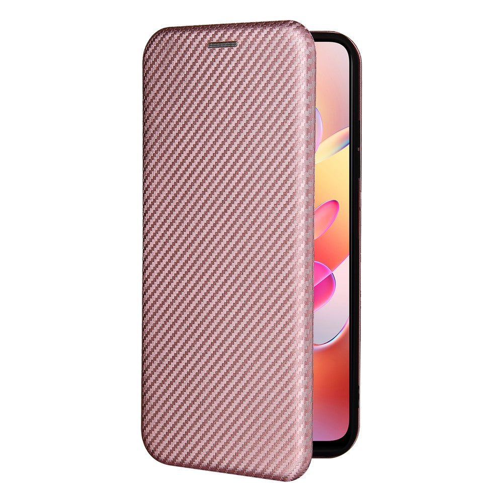 Carbon Fiber Texture Auto-absorbed Leather Case with Card Slot and Ring Strap for Xiaomi Redmi Note 10 5G/Poco M3 Pro 4G/5G