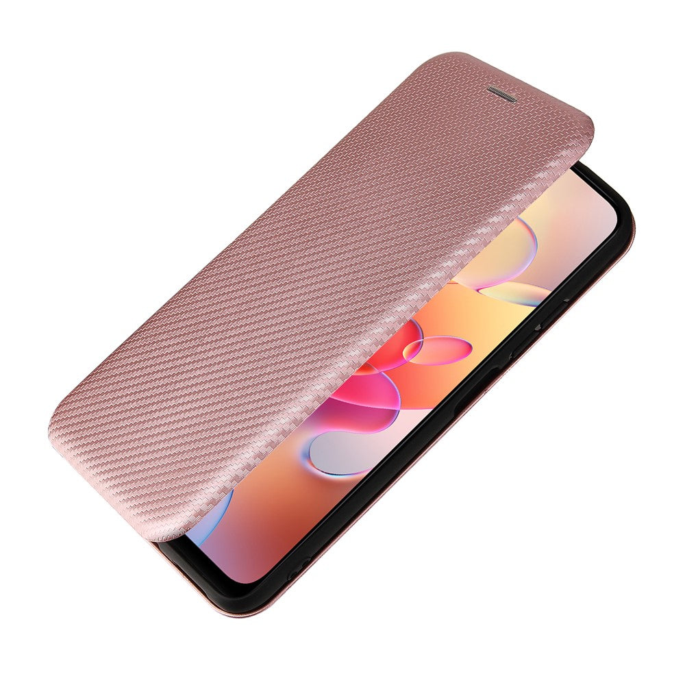 Carbon Fiber Texture Auto-absorbed Leather Case with Card Slot and Ring Strap for Xiaomi Redmi Note 10 5G/Poco M3 Pro 4G/5G