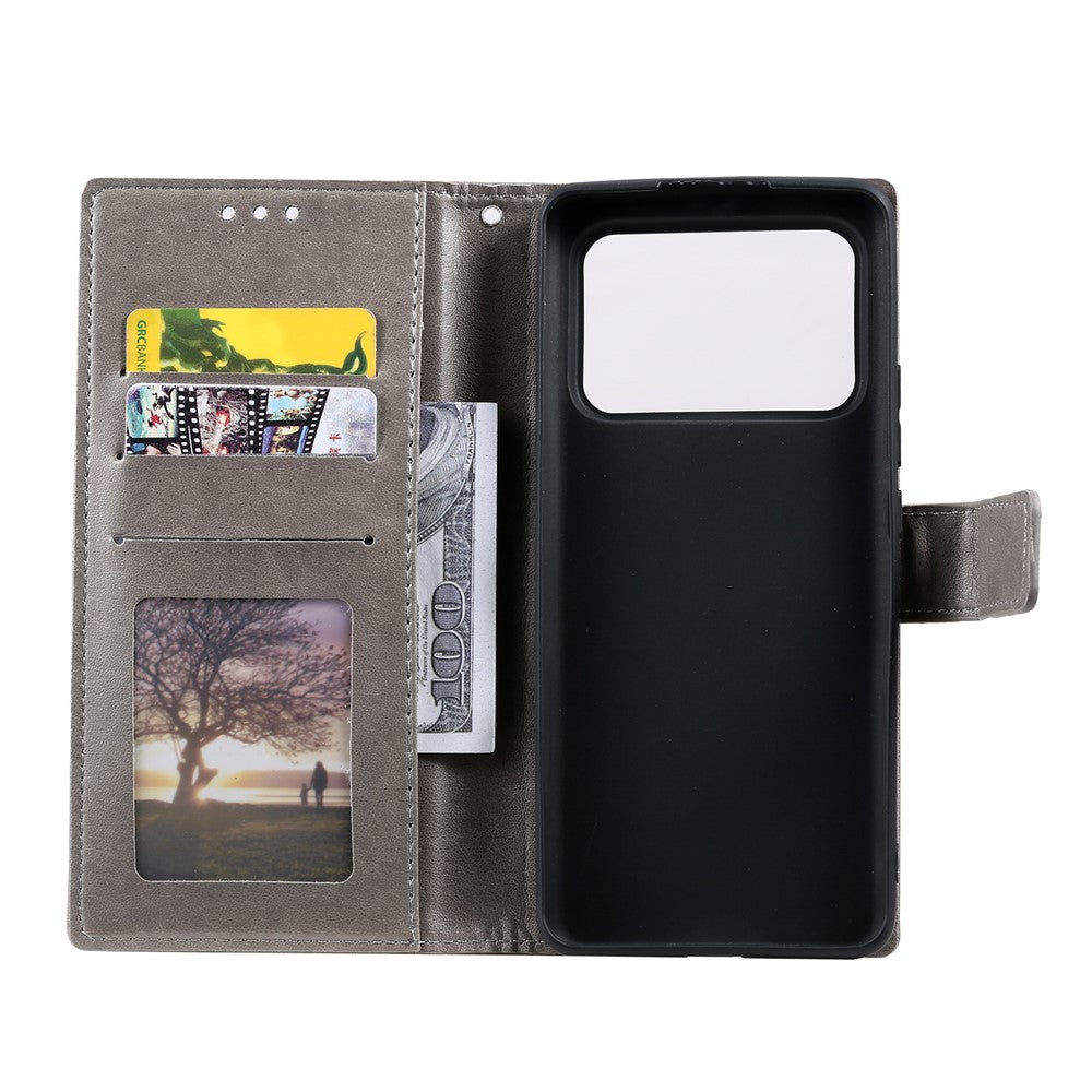 Imprinted Mandala Pattern PU Leather Wallet Stand Case with Strap for Xiaomi Mi 11 Ultra