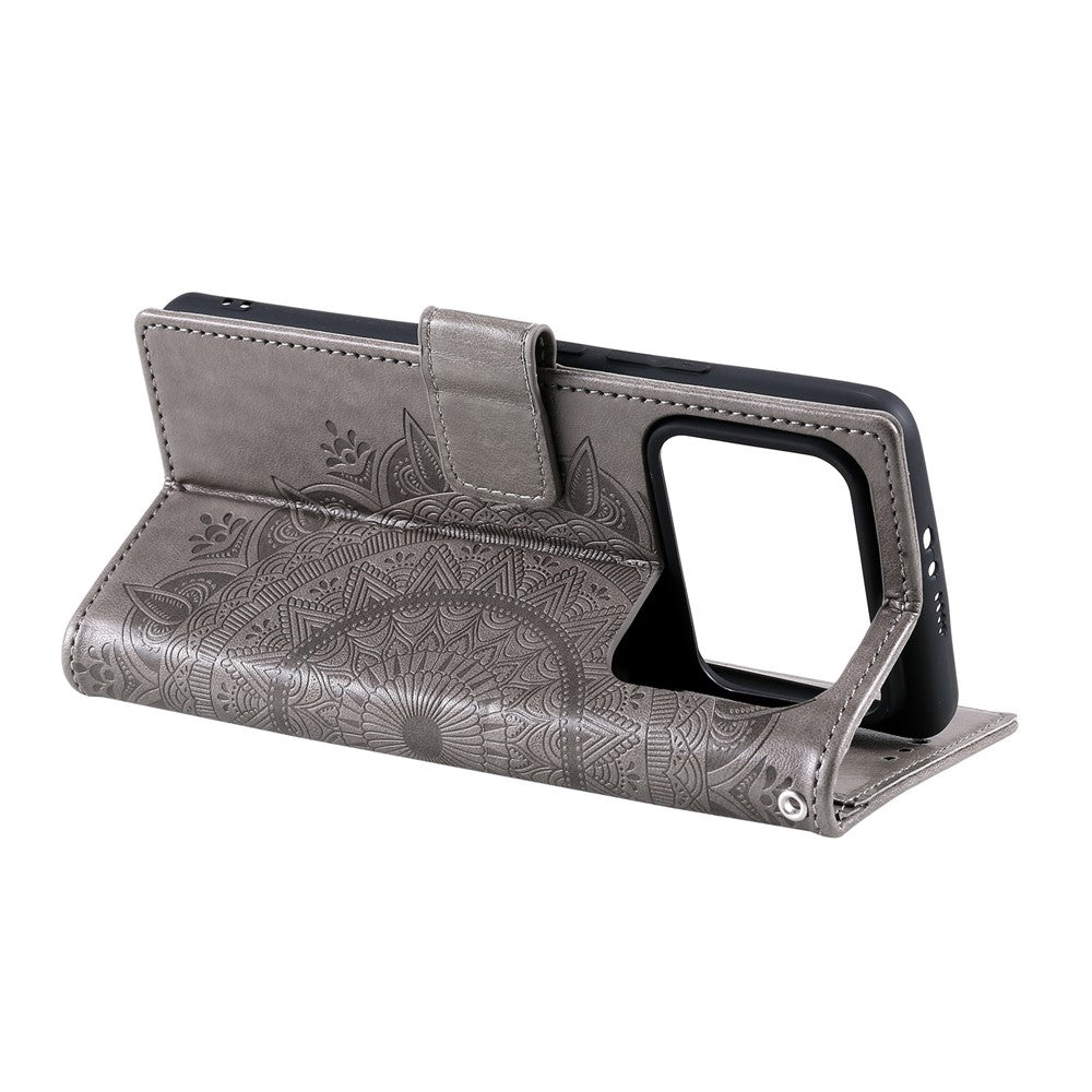 Imprinted Mandala Pattern PU Leather Wallet Stand Case with Strap for Xiaomi Mi 11 Ultra