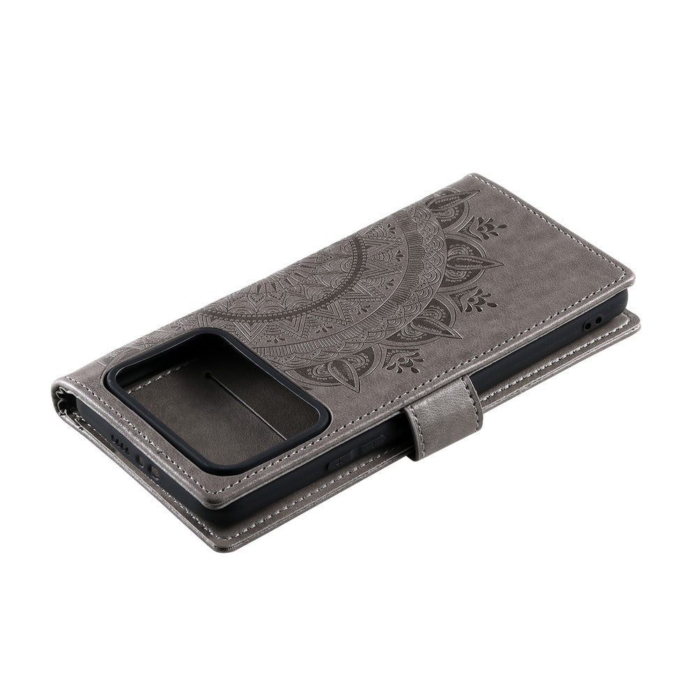 Imprinted Mandala Pattern PU Leather Wallet Stand Case with Strap for Xiaomi Mi 11 Ultra