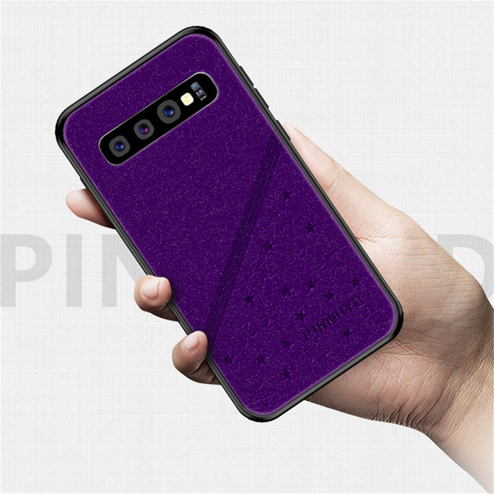 Galaxy S10 Plus Handyhülle – Hybrid-Schutzhülle mit weichem Rand & geprägtem PU-Leder