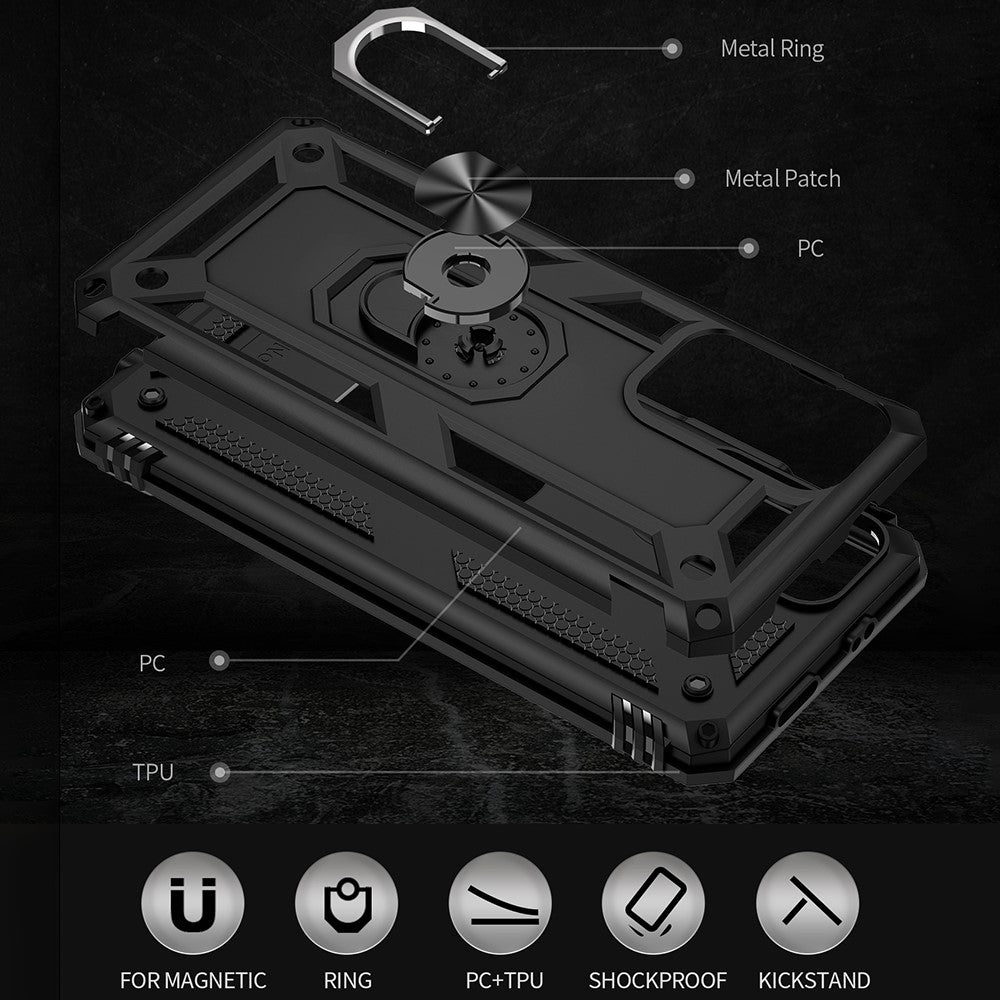 Ring Kickstand Function Anti-scratch Shockproof Hard PC Soft TPU Protective Case for Xiaomi Redmi Note 11 5G (China) (MediaTek)/Redmi Note 11T 5G/Note 11S 5G