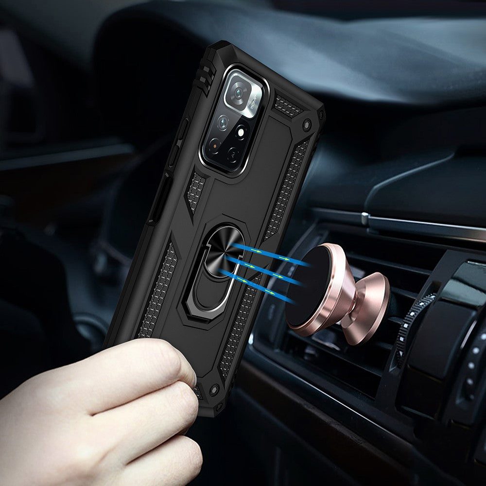 Ring Kickstand Function Anti-scratch Shockproof Hard PC Soft TPU Protective Case for Xiaomi Redmi Note 11 5G (China) (MediaTek)/Redmi Note 11T 5G/Note 11S 5G