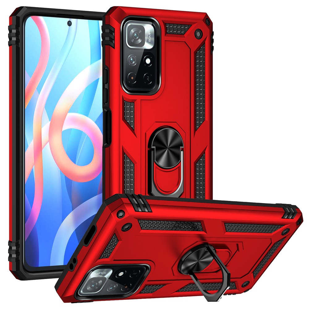 Ring Kickstand Function Anti-scratch Shockproof Hard PC Soft TPU Protective Case for Xiaomi Redmi Note 11 5G (China) (MediaTek)/Redmi Note 11T 5G/Note 11S 5G