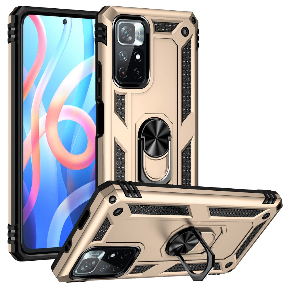 Ring Kickstand Function Anti-scratch Shockproof Hard PC Soft TPU Protective Case for Xiaomi Redmi Note 11 5G (China) (MediaTek)/Redmi Note 11T 5G/Note 11S 5G
