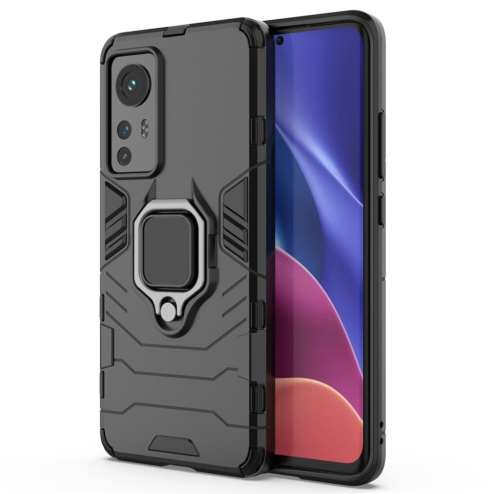 Hybrid Hard PC Soft TPU Double Protection Anti-fall Cover with Ring Holder Kickstand for Xiaomi 12 5G/12X 5G/12S 5G