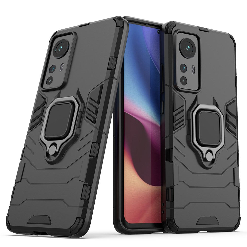 Hybrid Hard PC Soft TPU Double Protection Anti-fall Cover with Ring Holder Kickstand for Xiaomi 12 5G/12X 5G/12S 5G