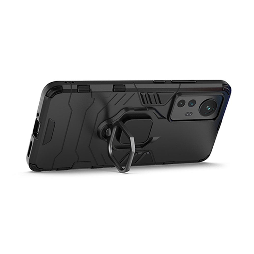Hybrid Hard PC Soft TPU Double Protection Anti-fall Cover with Ring Holder Kickstand for Xiaomi 12 5G/12X 5G/12S 5G