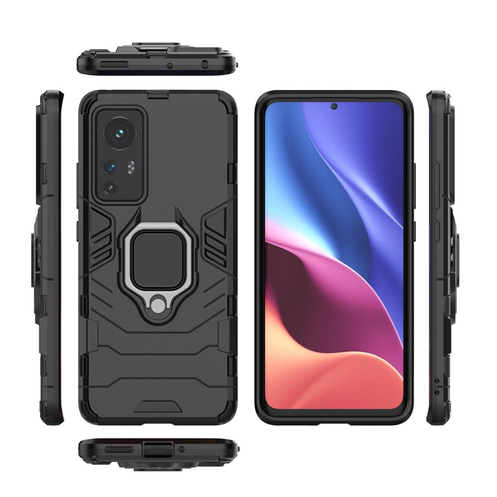 Hybrid Hard PC Soft TPU Double Protection Anti-fall Cover with Ring Holder Kickstand for Xiaomi 12 5G/12X 5G/12S 5G
