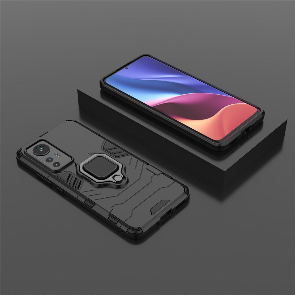 Hybrid Hard PC Soft TPU Double Protection Anti-fall Cover with Ring Holder Kickstand for Xiaomi 12 5G/12X 5G/12S 5G