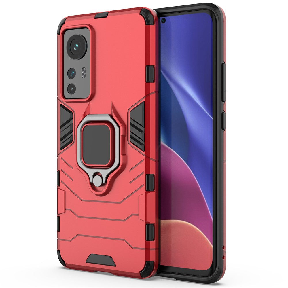 Hybrid Hard PC Soft TPU Double Protection Anti-fall Cover with Ring Holder Kickstand for Xiaomi 12 5G/12X 5G/12S 5G