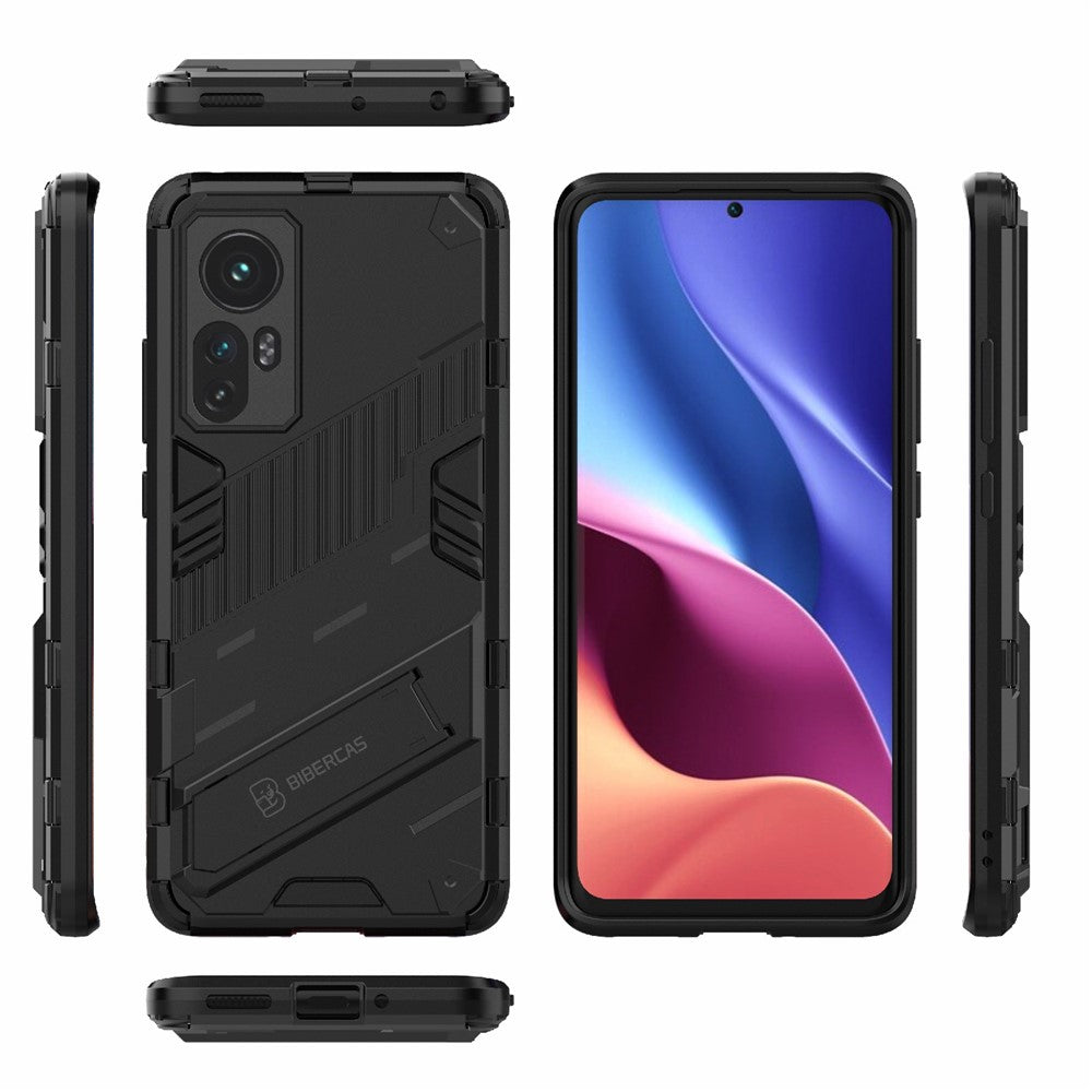 Hidden Kickstand Design Anti-fall Protection TPU + PC Hybrid Phone Case Cover for Xiaomi 12 5G/12X 5G/12S 5G