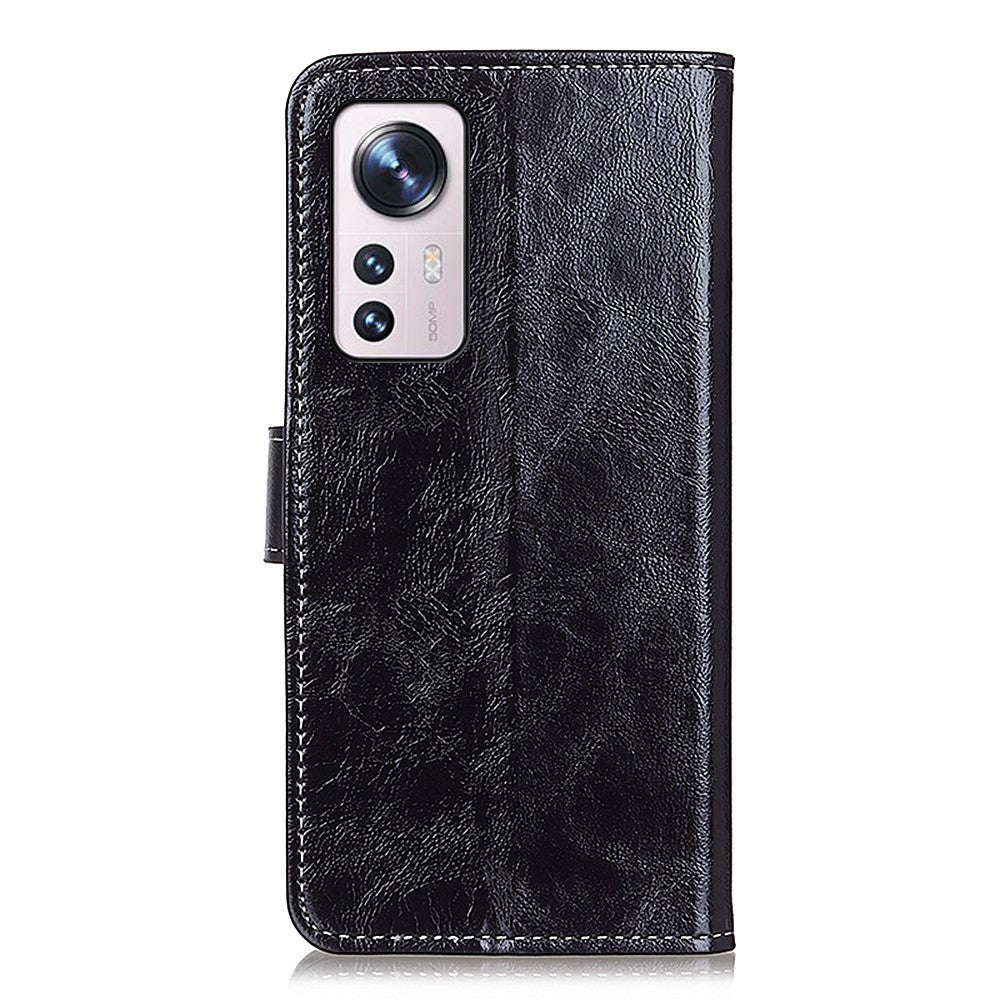 Crazy Horse Texture Retro Style PU Leather Anti-fall Phone Case Stand Wallet Cover for Xiaomi 12 Pro 5G / 12S Pro 5G /12 Pro (Dimensity) 5G