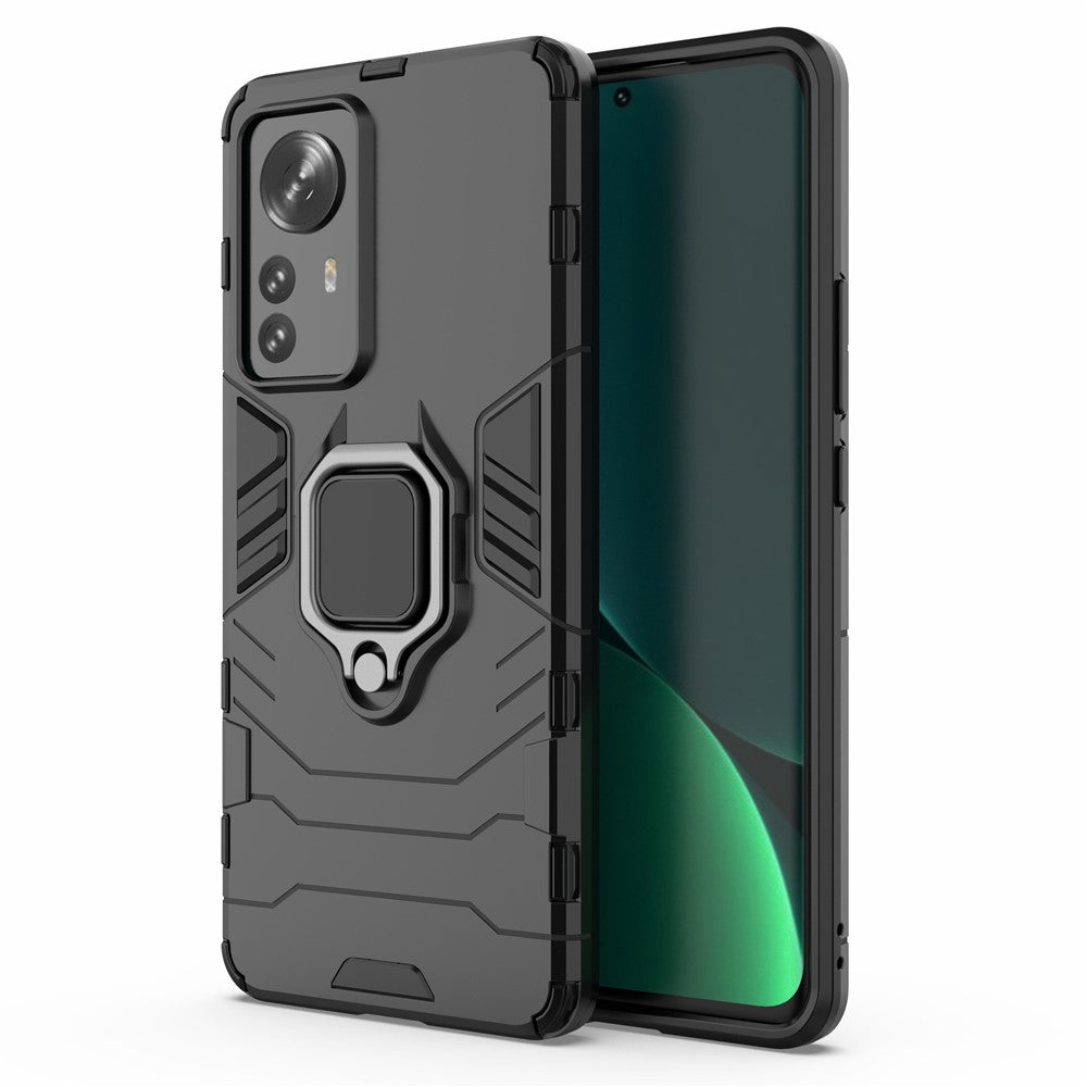 Hybrid Phone Case for Xiaomi 12 Pro 5G / 12S Pro 5G /12 Pro (Dimensity) 5G, Ring Kickstand Hard PC + Soft TPU Shock-Absorbing Phone Cover